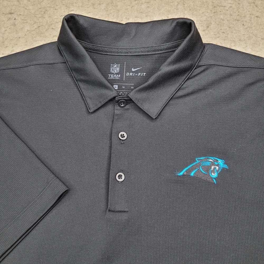 Carolina Panthers Nike Dri Fit Polo Shirt Mens XL Black Short Sleeve NFL